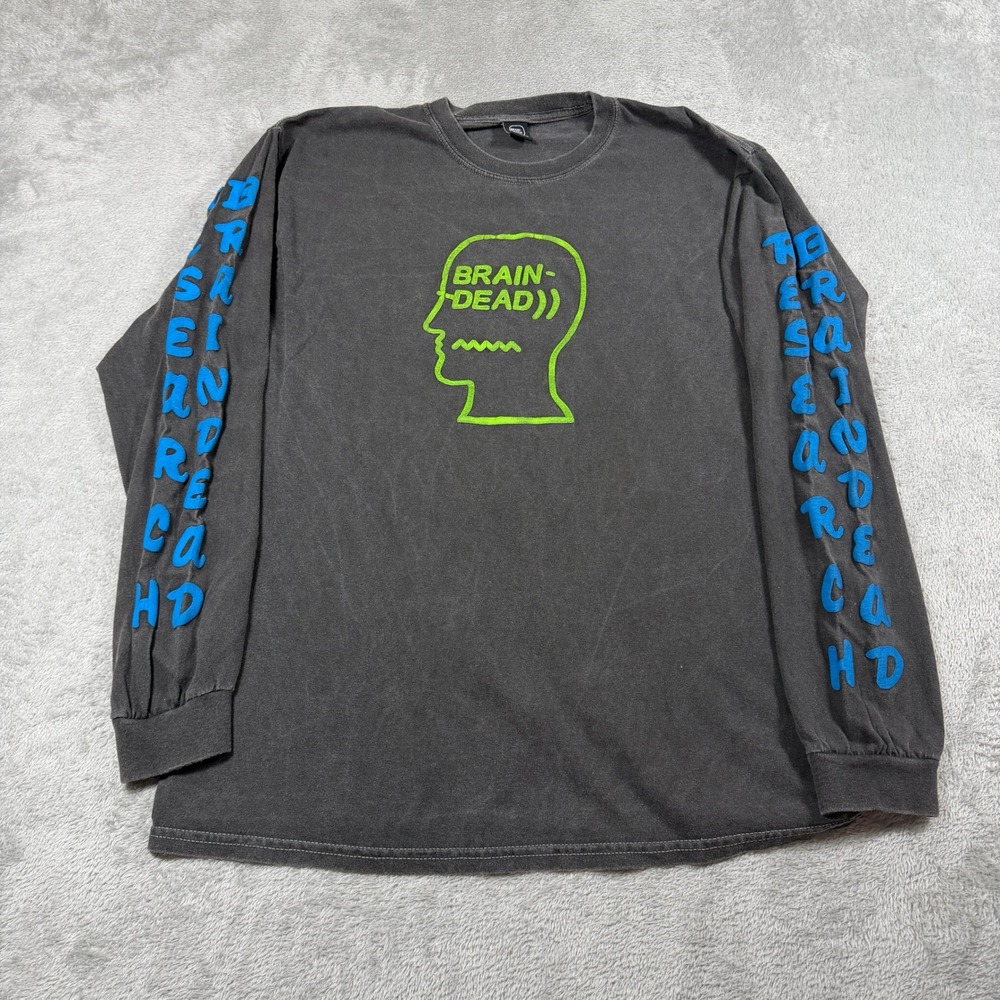 Brain Dead Long Sleeve Shirt Mens Medium Gray Secretion Vehicle Graphic Tee